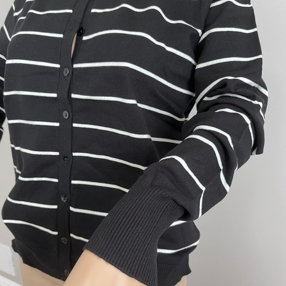 August Silk Women’s Black/White Striped Cardigan size L - Picture 5 of 9